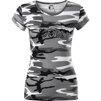 Dámské tričko Narozeninový motiv - znak - 1992 - Dámské maskáčové triko - XL ( Šedý maskáč )