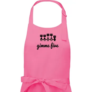 Kuchyňská zástěra Gimme five - dej mě pět - pětiválec - Dámská zástěra na vaření - Univerzální velikost ( Růžová )