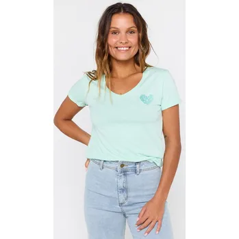Tričko Rip Curl HEART V NECK TEE Light Aqua velikost XS
