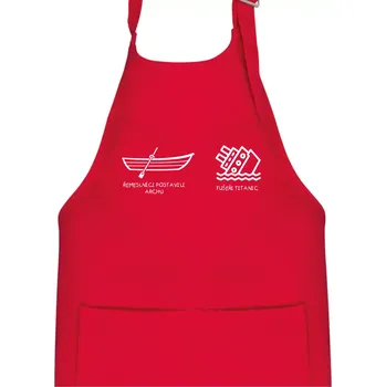 Kuchyňská zástěra Řemeslnici postavili archu, fušeři Titanic - Dětská zástěra na vaření - Univerzální velikost ( Červená )