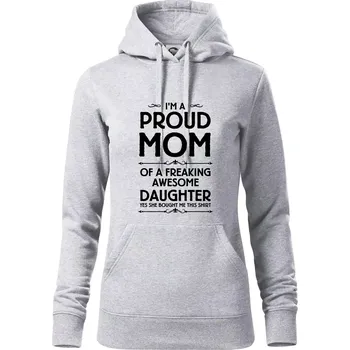 Dámská mikina Proud Mom Daughter - Mikina dámská Cape s kapucí - S ( Světlešedý Melír )