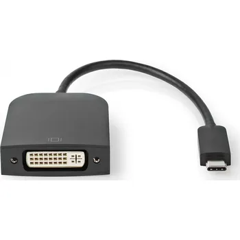 Datový kabel NEDIS USB-C™ Adaptér | USB 3.2 Gen 1 | USB-C™ Zástrčka | DVI-D 24+1 Zásuvka | 1080p | 0.20 m | Kulatý | Poniklované | PVC | Černá | Box