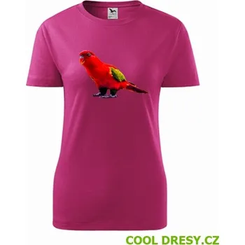 Dámské oblečení Dámské tričko s papouškem 1 - Barva: purpurová, Velikost L