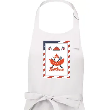 Kuchyňská zástěra USA BBQ POSTER - Dámská zástěra na vaření - Univerzální velikost ( Bílá )