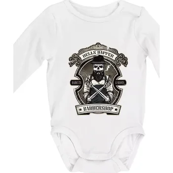 Barbershop nůžky - Body kojenecké s dlouhým rukávem - Dlouhý r. 3-6 měs ( Bílá )