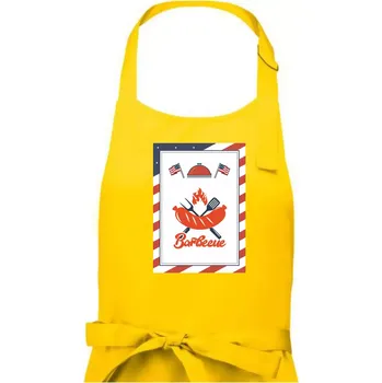 Kuchyňská zástěra USA BBQ POSTER - Dámská zástěra na vaření - Univerzální velikost ( Žlutá )