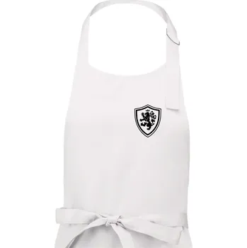 Kuchyňská zástěra Český lev erb na prsu a na zádech - Pánská zástěra na vaření - Univerzální velikost ( Bílá )
