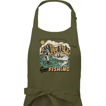 Kuchyňská zástěra Gone Fishing - Pánská zástěra na vaření - Univerzální velikost ( Khaki )