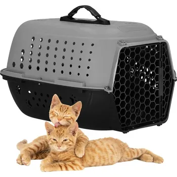 přepravka pro zvíře Springos Přepravka pro psy a kočky 48 x 28 x 33 cm šedá/černá