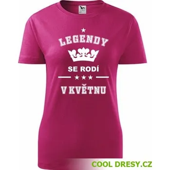 Dámské tričko Dámské tričko Legendy se rodí v květnu - Barva: purpurová, Velikost XXL