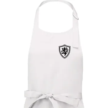 Kuchyňská zástěra Český lev erb na prsu a na zádech - Dámská zástěra na vaření - Univerzální velikost ( Bílá )