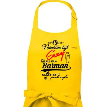 Kuchyňská zástěra Nesnáším být sexy - nápis - barman / barmanka - Pánská zástěra na vaření - Univerzální velikost ( Žlutá )