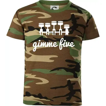 Gimme five - dej mě pět - pětiválec - Dětské maskáčové triko - 146 cm/10 let ( Hnědý maskáč )