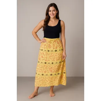 Dámská sukně Sukně dlouhá MIX-žlutá s květy