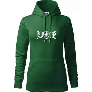 Dámská mikina Narozeninový motiv - znak - 2006 - Mikina dámská Cape s kapucí - 2XL ( Lahvově zelená )