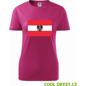 Dámské tričko Dámské tričko s rakouskou vlajkou - Barva: purpurová, Velikost S