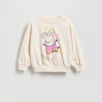 Dívčí mikina Reserved - Bavlněná mikina Prasátko Peppa - krémová - 341FA-01X - 341FA-01X-110