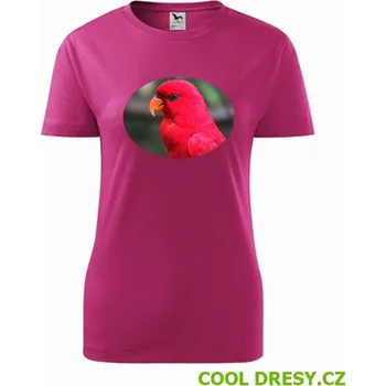Dámské oblečení Dámské tričko s papouškem 4 - Barva: purpurová, Velikost XL