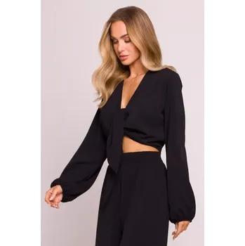 M861 Krátký top s vázáním vpředu - černý EU M