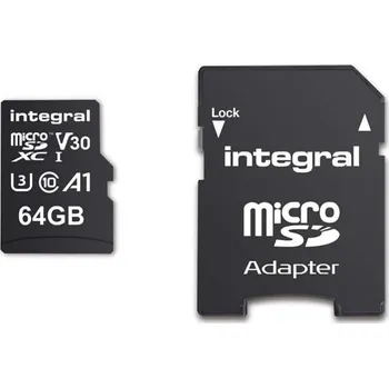Paměťová karta 64 GB vysokorychlostní paměťová karta microSDHC/XC V30 UHS-I U3 MSDX64G100V30 Integral