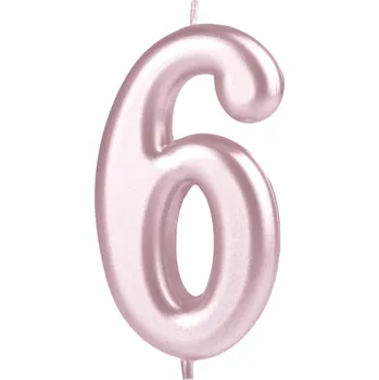 Dortová svíčka Lesklá dortová svíčka růžově zlatá číslo 6