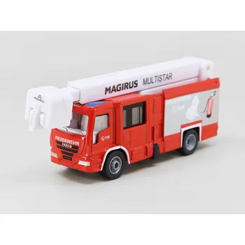 autíčko Magirus Multistar TLF Hasiči s teleskopickou plošinou 1:87 - SIKU Magirus Multistar TLF Fire Brigade with telescopic mast - kovové model auta 1/87