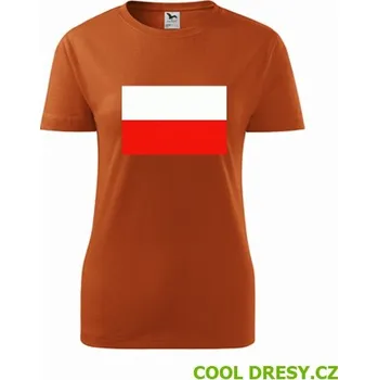 Dámské tričko Dámské tričko s polskou vlajkou - Barva: oranžová, Velikost L