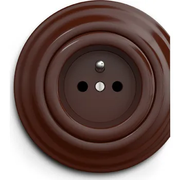Elektrická zásuvka Kliklap zásuvka kulatá, Barva: Kaštanově hnědá, Rámeček: Krajní Kaštanově hnědá