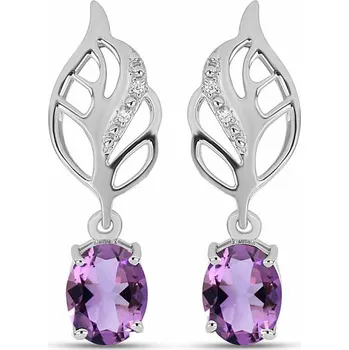Náušnice Náušnice stříbrné s broušenými brazilskými ametysty a zirkony Ag 925 018125 BRAME 3 cm, 3,7 g