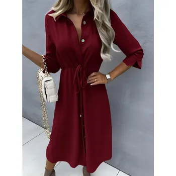 Dámské šaty Košilové šaty s páskem vínové Velikost: UNI: XS - L