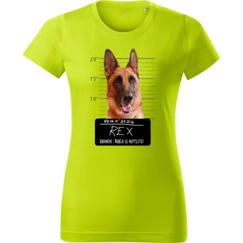 Dámské tričko se jménem a obrázkem vašeho psa. Zatčen : ) Limetková 3XL