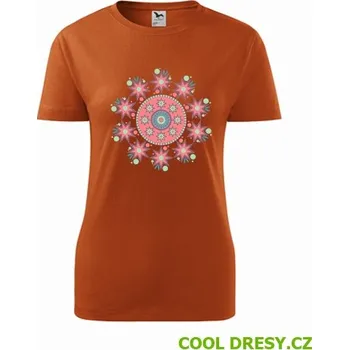 Dámské tričko Dámské tričko s mandalou 7 - Barva: oranžová, Velikost S
