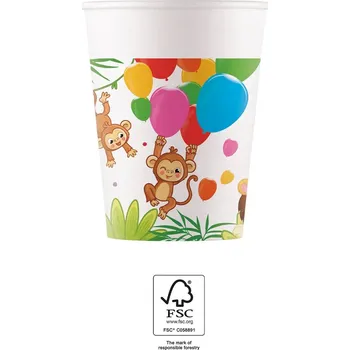 Party nádobí Procos Papírové sklenice - Jungle 200 ml 8 ks