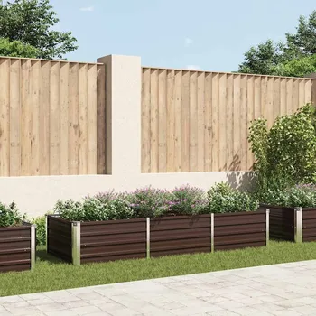 Vyvýšený záhon vidaXL Zahradní vyvýšený záhon hnědý 240 x 80 x 45 cm pozinkovaná ocel