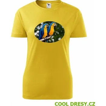 Dámské tričko Dámské tričko s papouškem 5 - Barva: žlutá, Velikost M