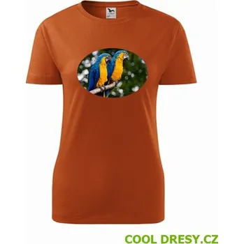 Dámské tričko Dámské tričko s papouškem 5 - Barva: oranžová, Velikost XL