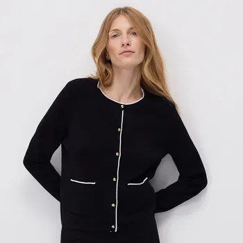 Dámský svetr Reserved - Kardigan s viskózou - černý - YT249-99X - YT249-99X-XL