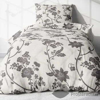 Povlečení Krepové povlečení ECONOMY 140x200+70x90 Šedé kvítí