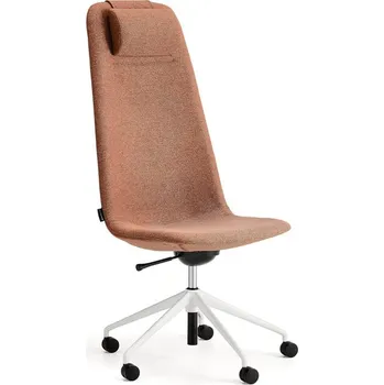 Jednací židle Židle LANGLEY, vysoké opěradlo, s kolečky, bílá/měděná