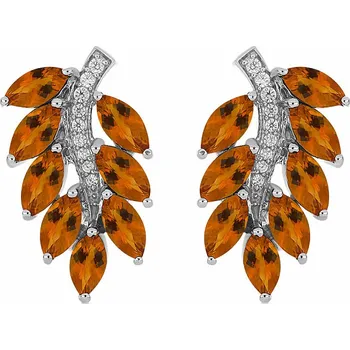 Náušnice Náušnice stříbrné s broušenými Madeira citríny a zirkony Ag 925 016771 MCT 2,2 cm, 6,3 g