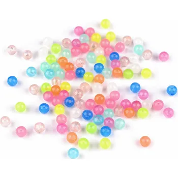 Korálek Plastové korálky svítící ve tmě Ø6 mm Balení: 20 g, Varianta: mix - 8596475204415