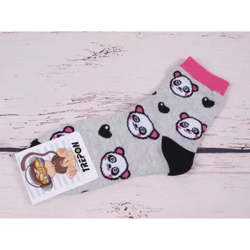 Ponožky TREPON PANDA šedorůžové s pandami velikosti ponožek: 19-21 ( EUR vel. 29-32)