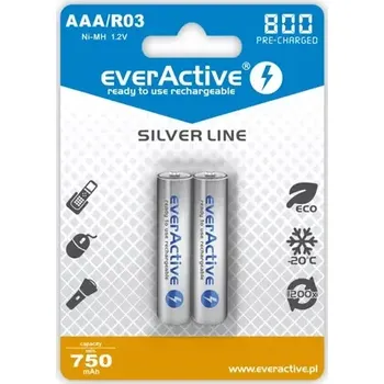 Článková baterie EverActive Silver Line nabíjecí baterie AAA (R03) 800 mAh 2ks (EVHRL03-800)