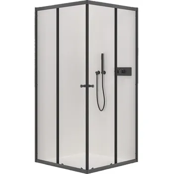 CERANO - Sprchový kout Fabrizio L/P - 5 mm - černá matná, transparentní sklo - 80x80x190 cm - posuvný