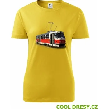 Dámské tričko Tričko s tramvají T3 dámské - Barva: žlutá, Velikost L