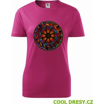 Dámské tričko Dámské tričko s mandalou 6 - Barva: purpurová, Velikost S