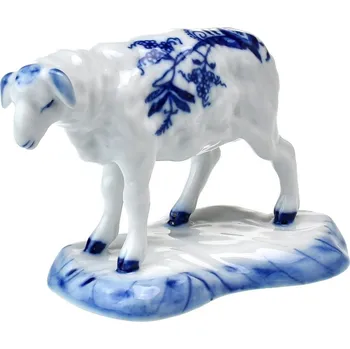 Figurka Český porcelán, Dubí Ovce na podstavci (figurka z Betléma) - cibulák