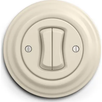 vypínač Kliklap dvojitý kulatý vypínač, Barva Béžová Konfigurace: Dvojtlačítko č.1/0+1/0, Rámeček: Plný Béžová