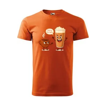 Pánská móda Tričko s potiskem Sorry, I´m latte: oranžové 2XL