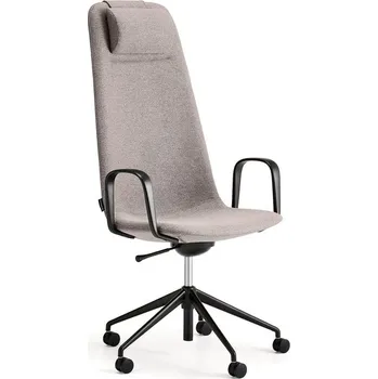 Jednací židle Židle LANGLEY, vysoké opěradlo, s kolečky a područkami, černá/taupe